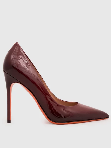 Бордові шкіряні лаковані туфлі Santoni