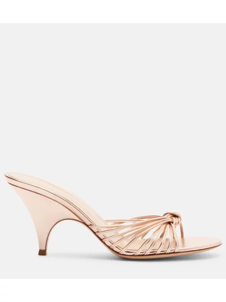 Papuci tip mules Gianvito Rossi din piele auriu