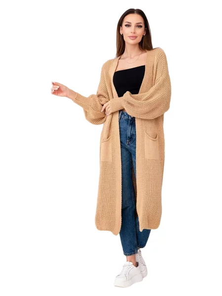 Svetr dlouhý cardigan camel