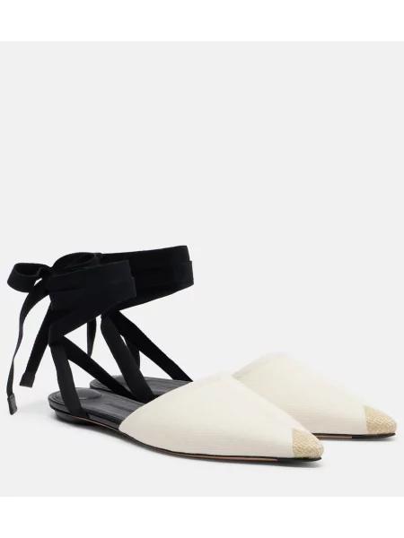 Sandale Jacquemus cu broderie din canvas bej