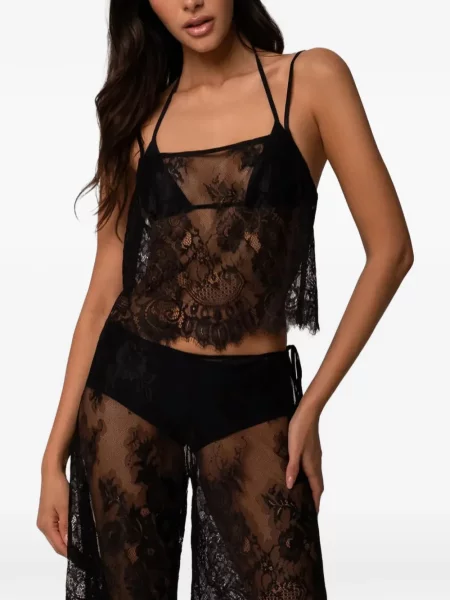 Pantaloni scurți Kiki De Montparnasse din dantelă negru
