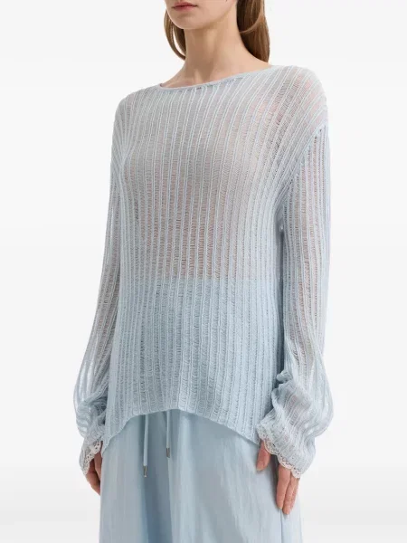 Дълго пуловер B+ab с дантела синьо