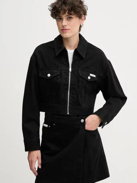 Τζιν μπουφάν Calvin Klein Jeans μαύρο