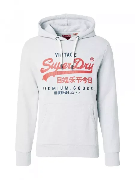 Superdry Mikina marine modrá / melír / červená šedý