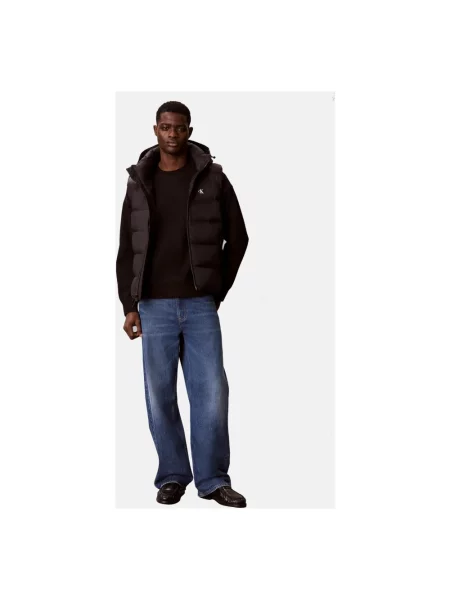 Kamizelka jeansowa Calvin Klein Jeans z kapturem czarna