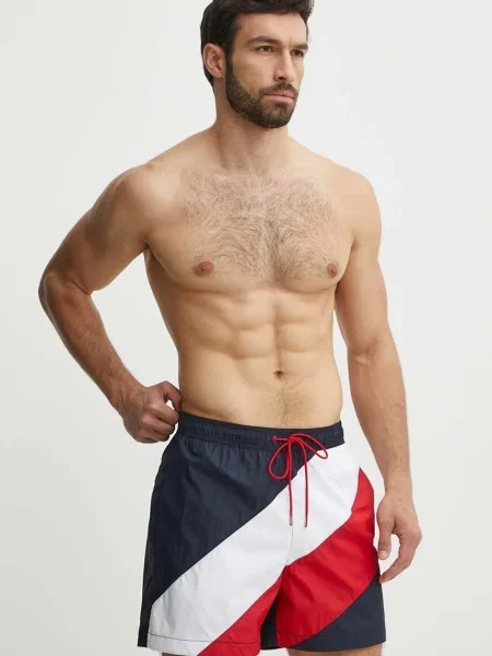 Olcsóbban. Férfi úszónadrág Tommy Hilfiger Medium Drawstring Diag desert sky. Méret: XXL kék