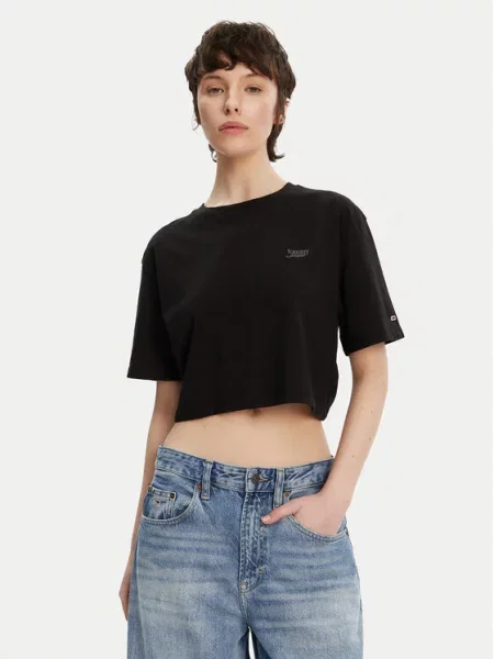 Tommy Jeans Majica Relaxed Fit črna