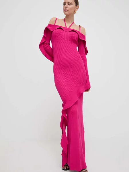 Haljina Versace Jeans Couture maxi uska ružičasta