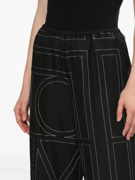 Pantaloni Toteme cu imprimeu geometric negru