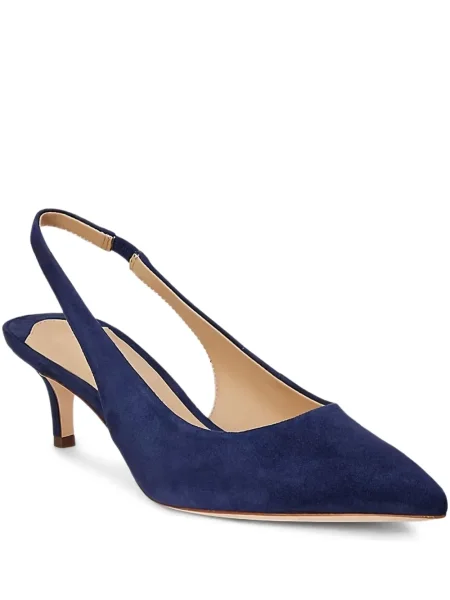 Pantofi cu toc Lauren Ralph Lauren din piele de căprioară albastru