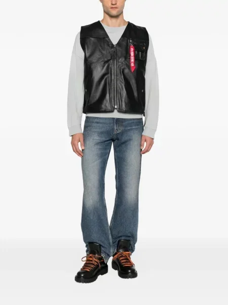 Δερμάτινο γιλέκο Alpha Industries με κορδόνια μαύρο