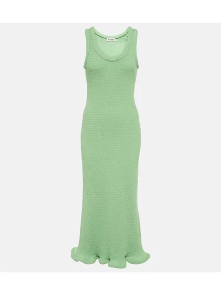 Rochie midi Jil Sander din jerseu până la genunchi de costum verde
