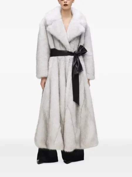 Blană artificială lung palton de blană Karl Lagerfeld alb