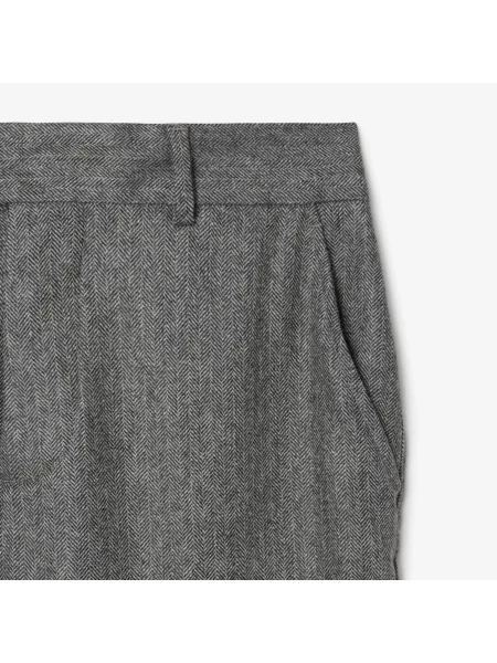 Lacoste Wełniane Spodnie Chevron O Prostym Kroju szary