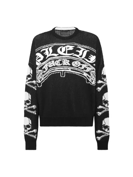 Sweter Philipp Plein z okrągłym dekoltem czarny