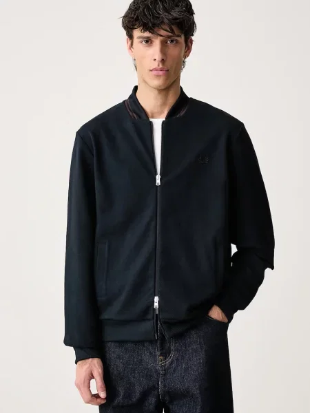 Fred Perry bluza rozpinana z bawełną granatowa