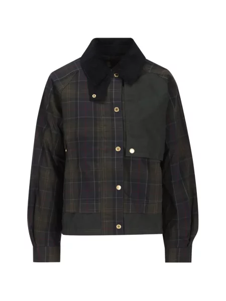 Geacă Barbour de catifea cord în carouri cu imagine verde