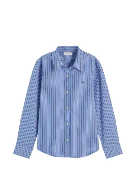 Lung cămașă Tommy Hilfiger cu dungi albastru
