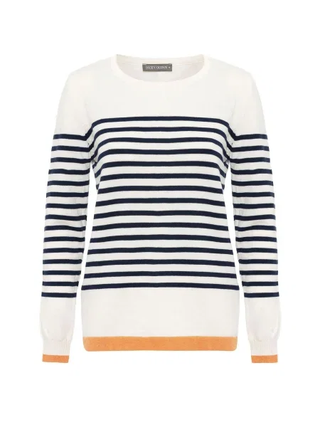 Jacey Quinn Sveter Abrienda námornícka modrá / svetlooranžová biela