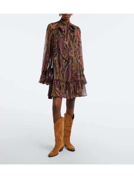 Rochie Etro de mătase cu model paisley cu legături