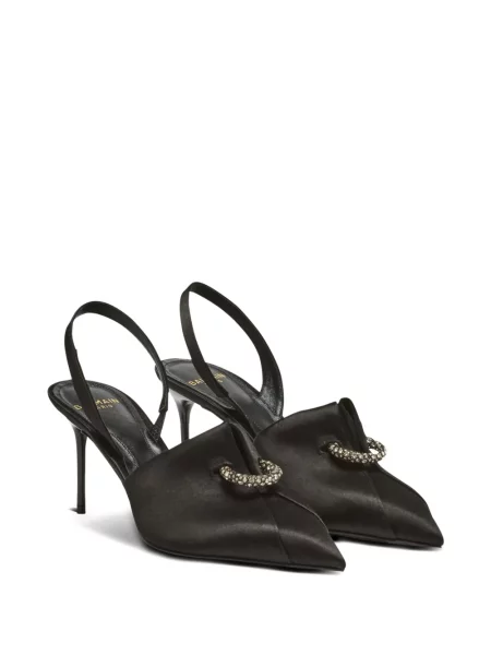 Pantofi cu toc Balmain din satin negru