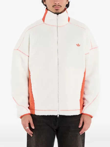 Tricou Adidas din fleece cu dungi scurt albastru