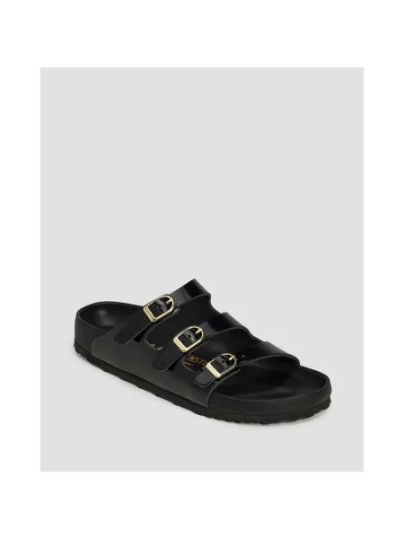 Birkenstock papuci de piele Florida D-Buckle Exq negru