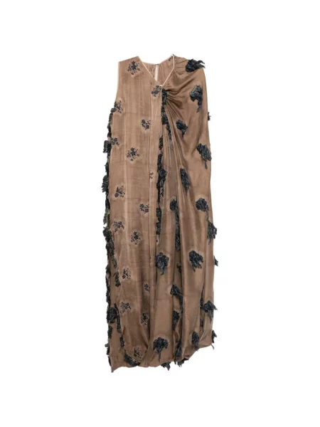 Rochie Uma Wang cu broderie cu model floral maro