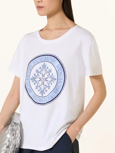 Koszulka Mos Mosh z kamieniami z dżerseju biała