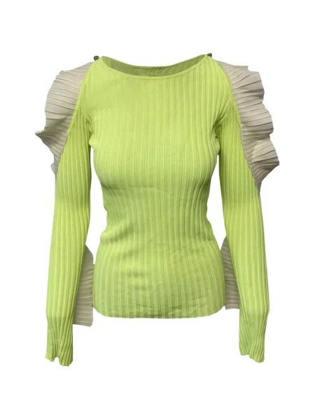 Top David Koma tricotate cu volane verde