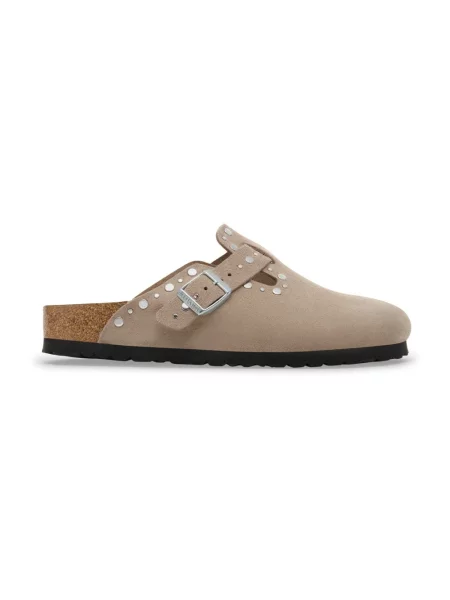 Klapki Birkenstock skórzane beżowe