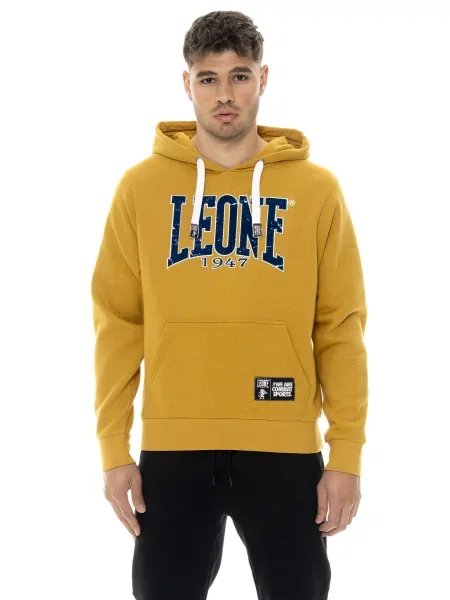 Zimowa bluza z kapturem i nadrukiem w groszki Leone New Era żółta