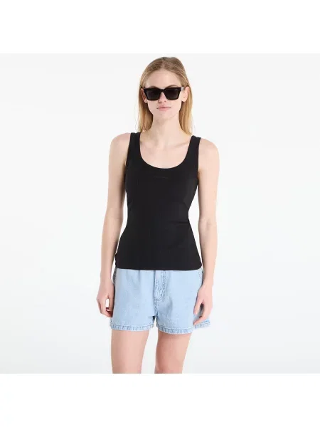 Tank top Calvin Klein Sl Varigated Rib Nano Logo Tank Black M negru