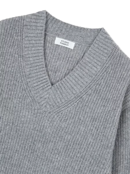 Pulover Studio Tomboy cu decolteu în V gri