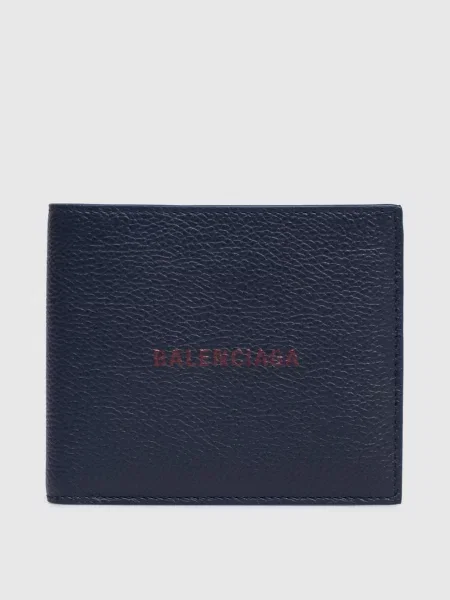 Шкіряне портмоне з логотипом Balenciaga синє