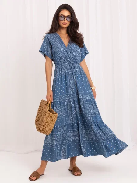 Rochie maxi Italy Moda din lyocell albastru