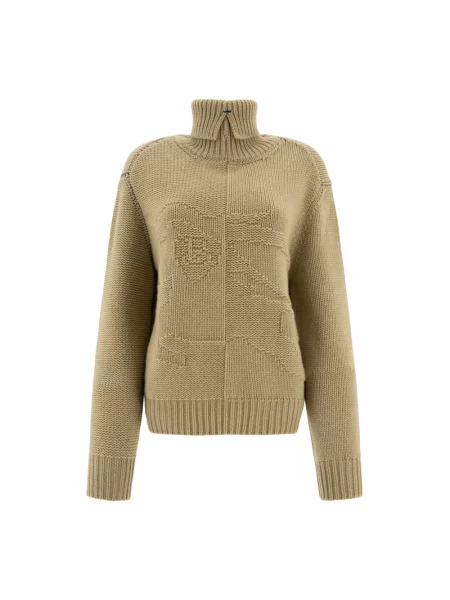 Dzianinowy sweter Burberry z nadrukiem beżowy