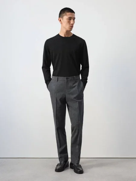 Spodnie flanelowe slim fit ciemnoszary Mężczyzna 42 MANGO MAN