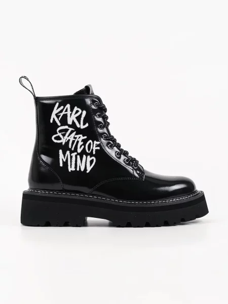 Karl Lagerfeld botine cu platformă pentru femei din piele Kyla alb