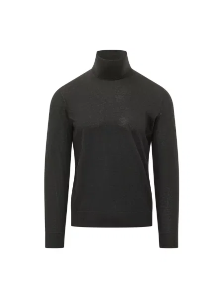 Lniany sweter z golfem Zegna czarny