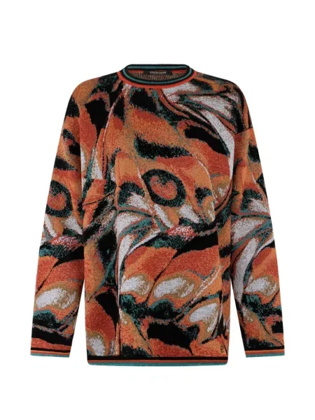 Pulover Roberto Cavalli cu imagine cu imprimeu abstract portocaliu