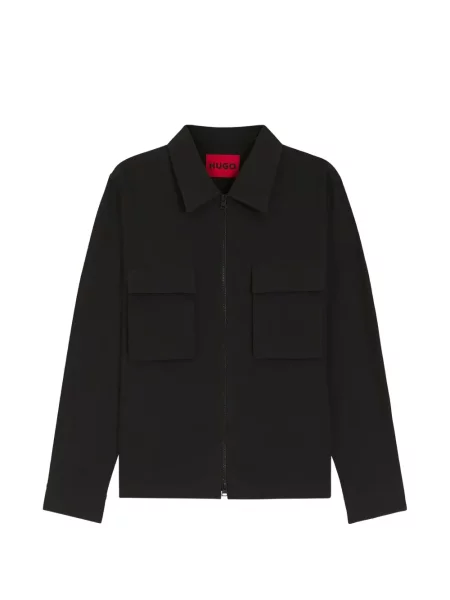 Риза Boss кръпка джобове черно