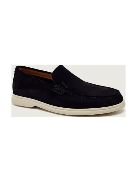 Bőr loafer Boss Black fekete