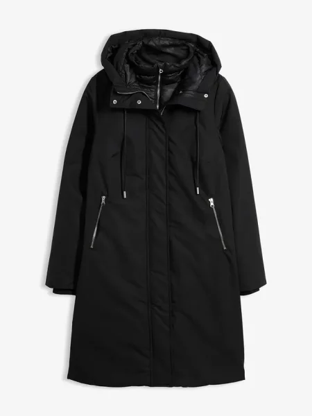Płaszcz outdoorowy hydrofobowy o wyglądzie 2 w 1 czarny
