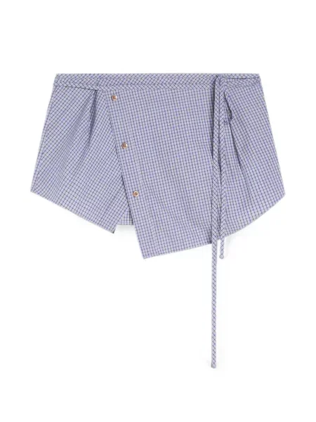 Cu centură curea Dries Van Noten în carouri plic albastru
