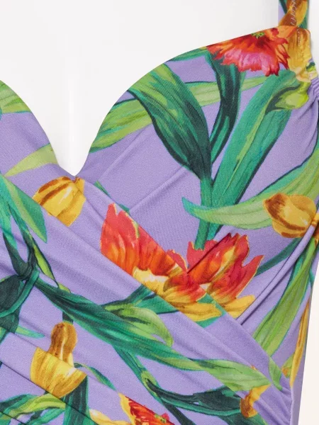 Charmline Strój Kąpielowy Z Fiszbinami Botanic Radiance Z Efektem Modelującym lila zielony