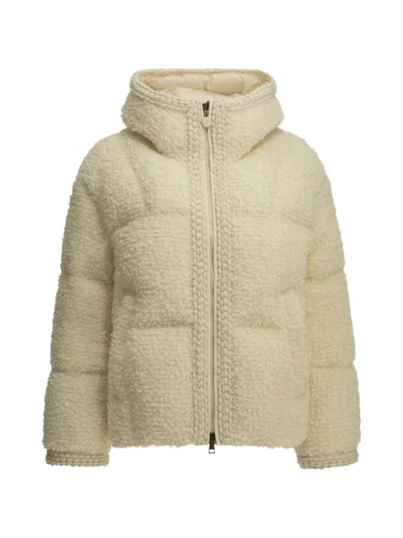 Scurt geacă cu puf Moncler de lână cu glugă