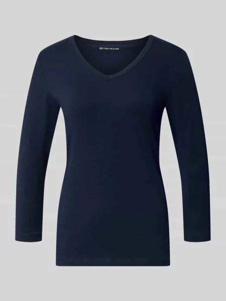 T-shirt o kroju regular fit z mieszanki bawełny Tom Tailor granatowa
