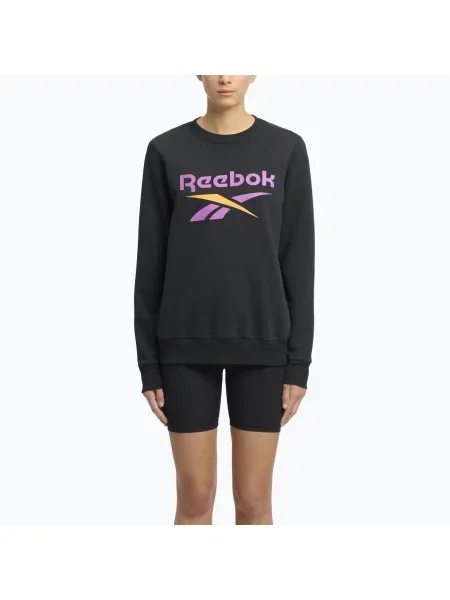 Дамски суитшърт Reebok Identity Big Logo Fleece Crew черен/лилав rave/електрически кехлибар черно