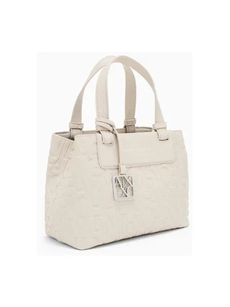Geantă shopper Armani Exchange din piele bej